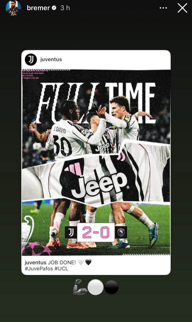 Bremer non nasconde l'entusiasmo dopo la vittoria contro il Pafos: il messaggio da vero leader del brasiliano sui social - FOTO 37 Post Bremer