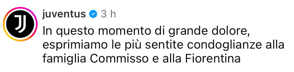 Morte Commisso, il messaggio di cordoglio della Juventus dopo la morte del presidente della Fiorentina: le parole - FOTO 37 WhatsApp Image 2026 01 17 at 11.56.53 1