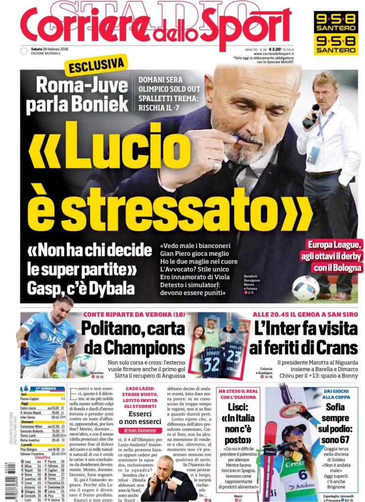 Rassegna stampa Juve: prime pagine quotidiani sportivi - 28 febbraio 39 corriere dello sport 5