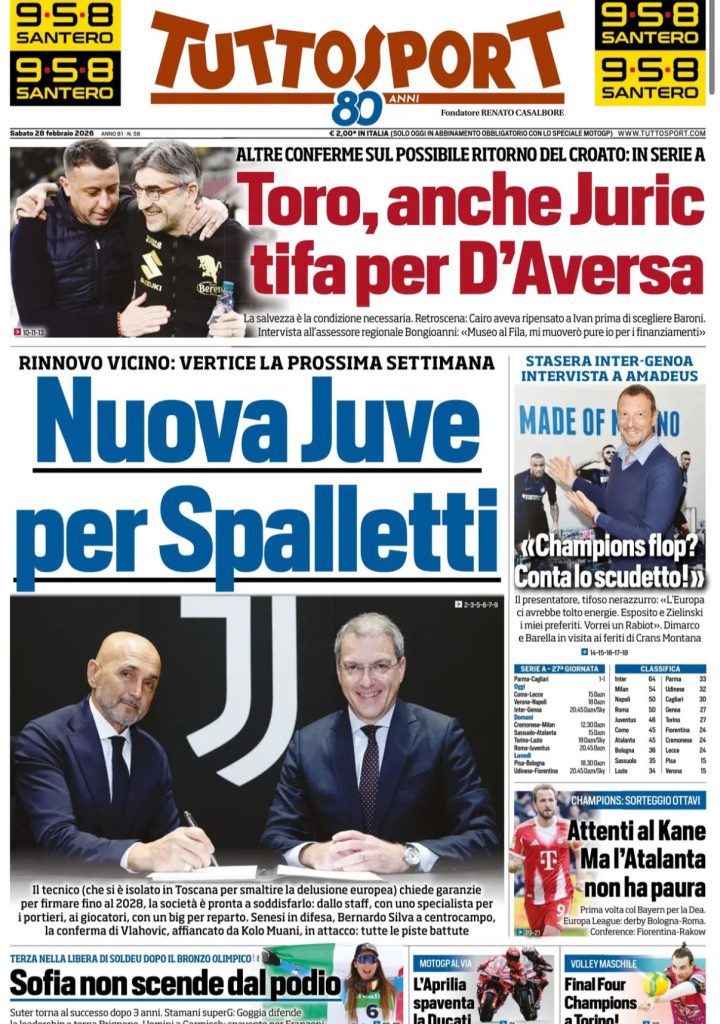 Rassegna stampa Juve: prime pagine quotidiani sportivi - 28 febbraio 37 tuttosport 11