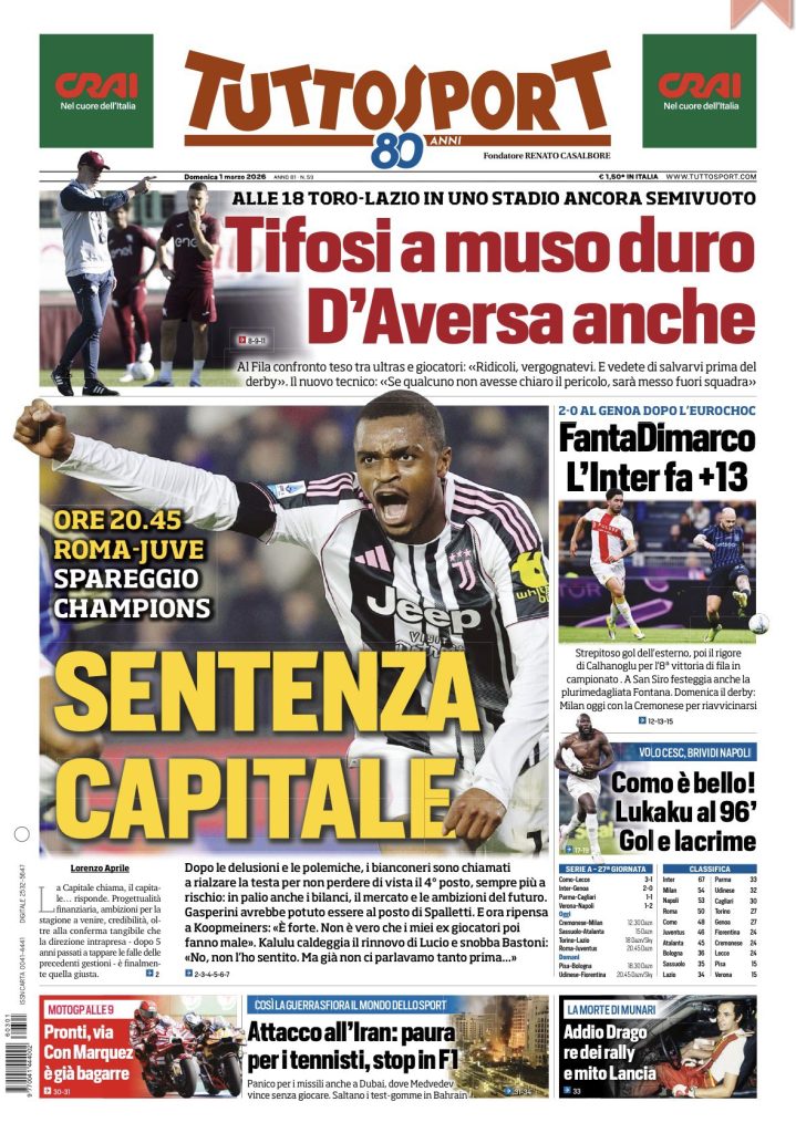 Rassegna stampa Juve: prime pagine quotidiani sportivi - 1 marzo 37 IMG 2460