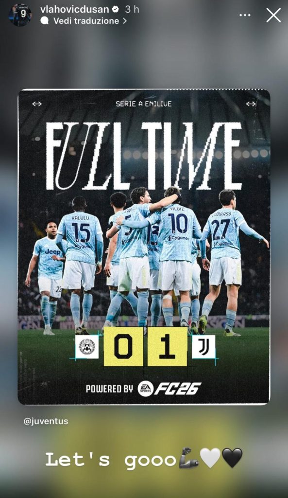 Vlahovic esulta dopo la vittoria della Juve a Udine: il messaggio del serbo accende i tifosi - FOTO 37 Vlahovic 1