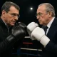 Comolli e Florentino Perez si sfidano su un ring, immagine creata con intelligenza artificiale