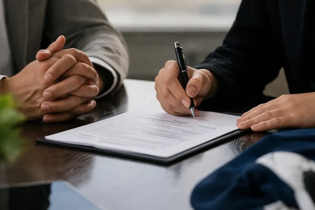 Una persona firma un contratto