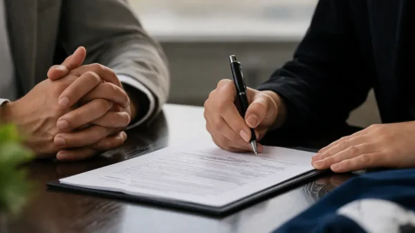 Una persona firma un contratto
