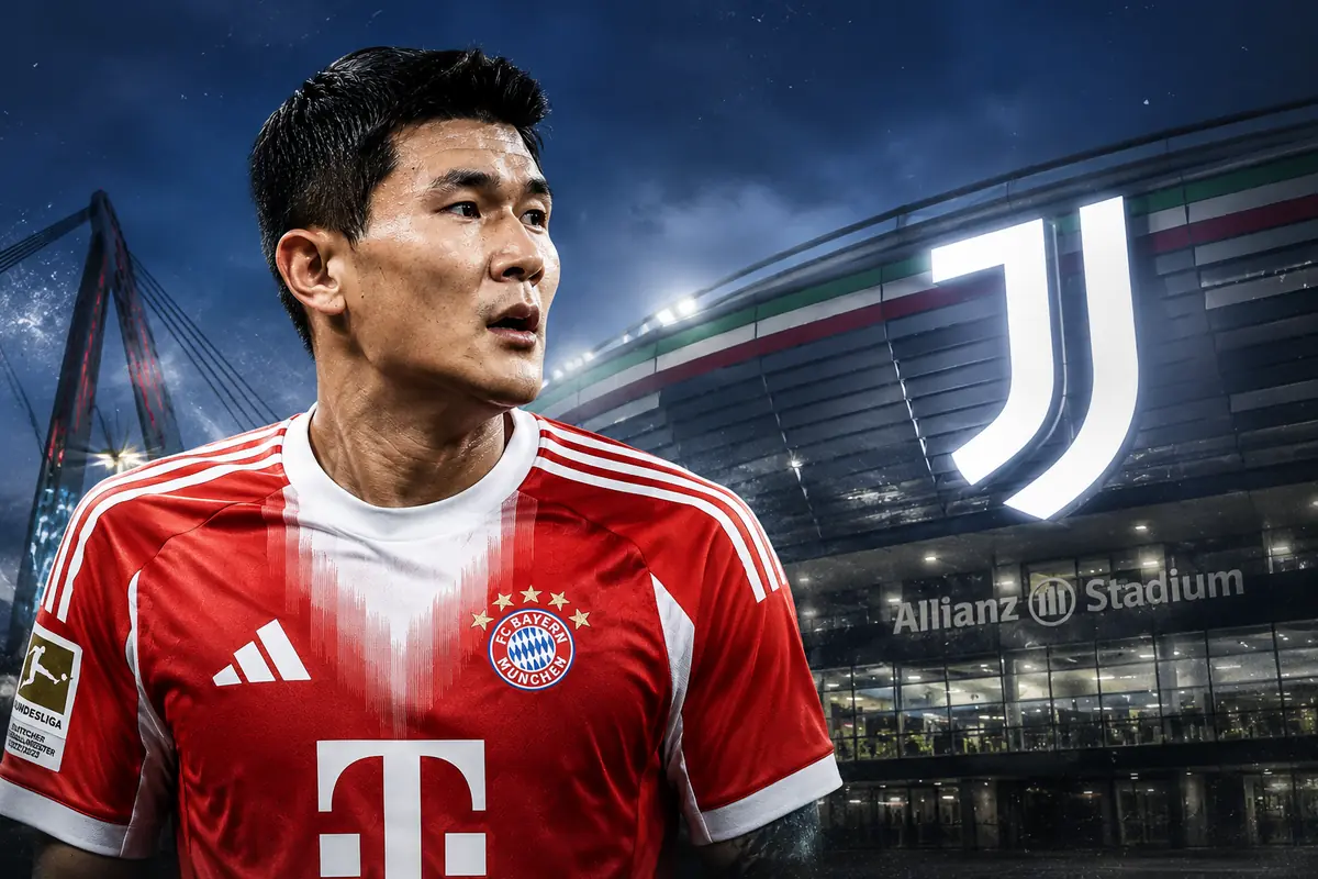 Kim con sullo sfondo lo stadio della Juve