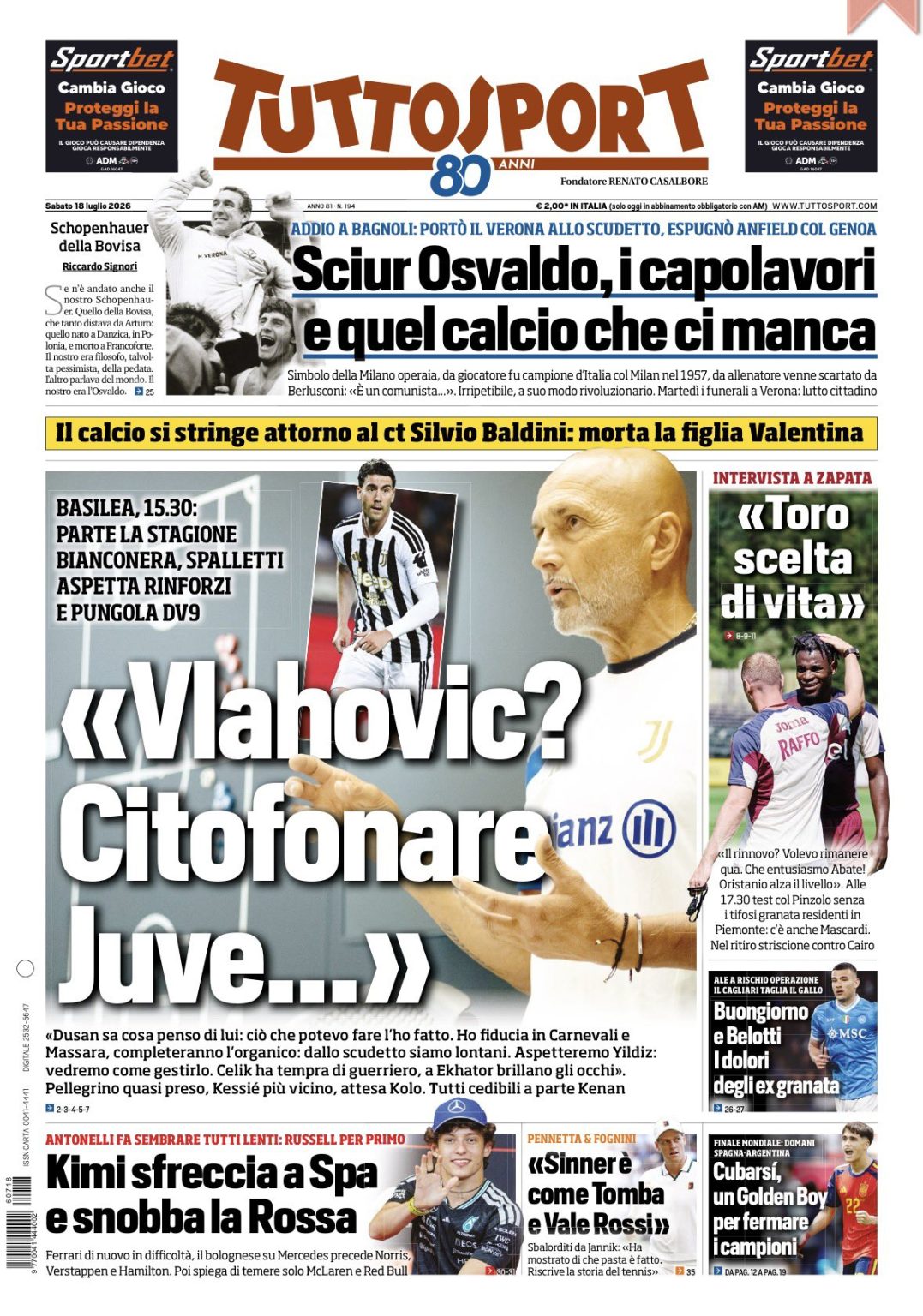rassegna stampa juve prime pagine quotidiani sportivi 8211 18 luglio da Juventusnews24.com rassegna stampa juve prime pagine quotidiani sportivi 8211 18 luglio