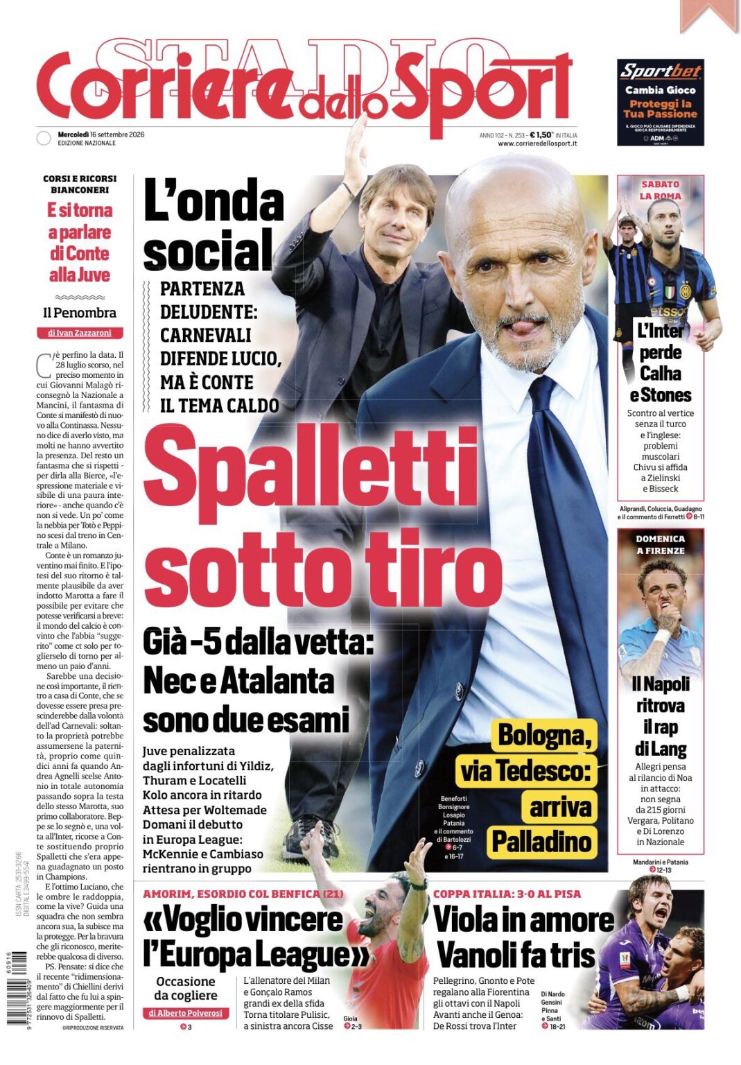 rassegna stampa juve prime pagine quotidiani sportivi 8211 16 settembre da Juventusnews24.com rassegna stampa juve prime pagine quotidiani sportivi 8211 16 settembre