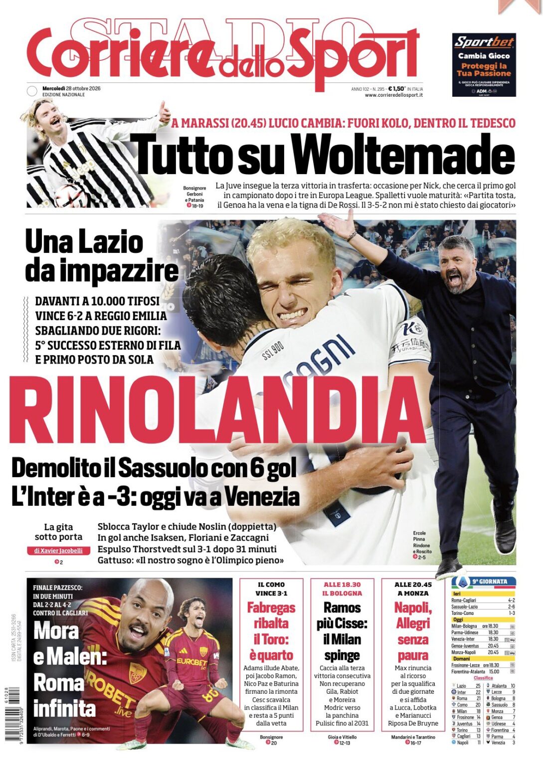 Rassegna stampa Juve: prime pagine quotidiani sportivi – 28 ottobre Rassegna stampa Juve: prime pagine quotidiani sportivi – 28 ottobre