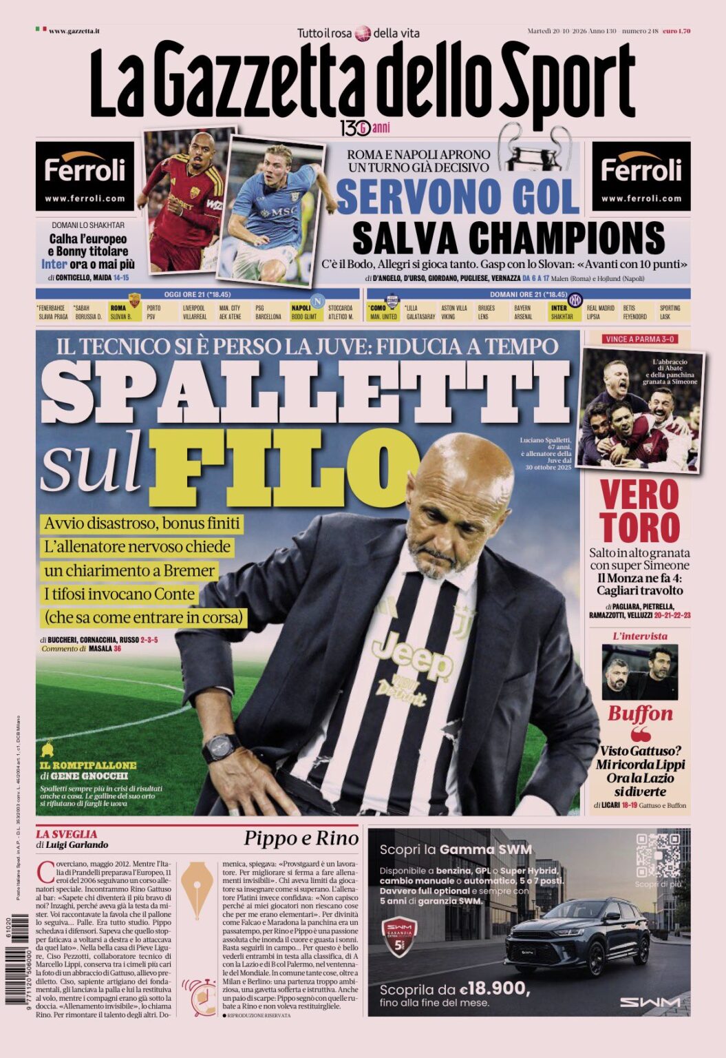 rassegna stampa juve prime pagine quotidiani sportivi 8211 20 ottobre da Juventusnews24.com rassegna stampa juve prime pagine quotidiani sportivi 8211 20 ottobre