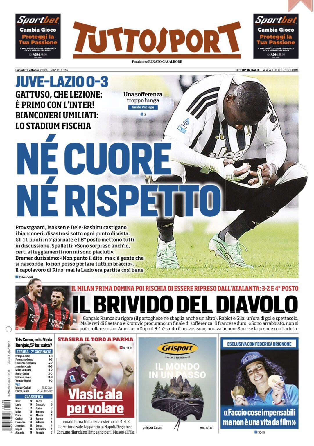 rassegna stampa juve prime pagine quotidiani sportivi 8211 19 ottobre da Juventusnews24.com rassegna stampa juve prime pagine quotidiani sportivi 8211 19 ottobre